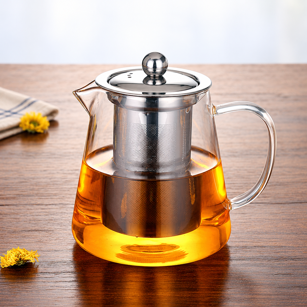 Glass Teapot with Steel Infuser, 450 ml — use scene; styling accessories not included