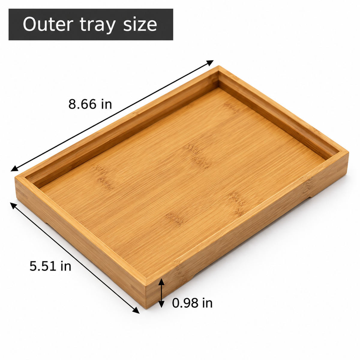 Rectangular Bamboo Tea Tray — verified size information
